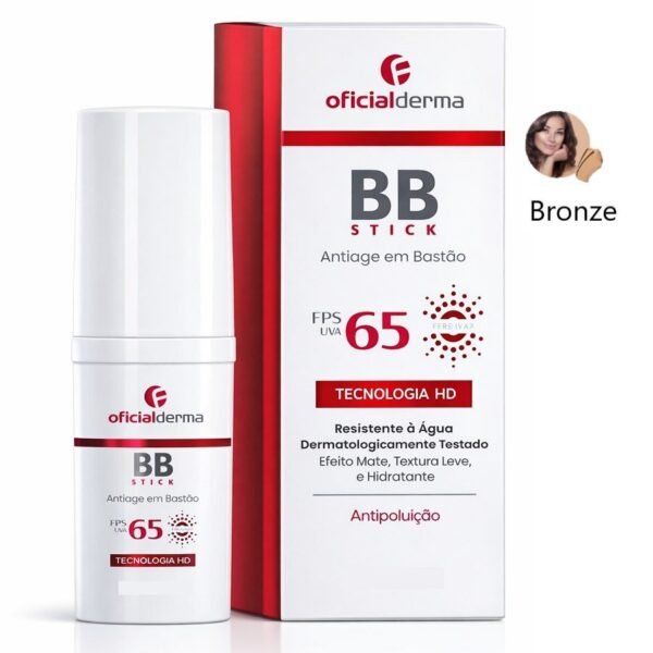Base Em Bastão Tonalizante Facial Bb Stick Cor Bronze Fps65 12g