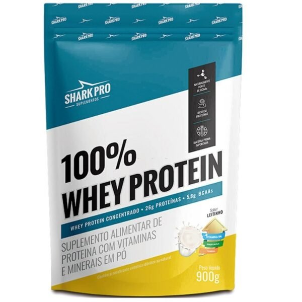 100% Whey Protein Shark Pro Sabor Leitinho Refil 900g